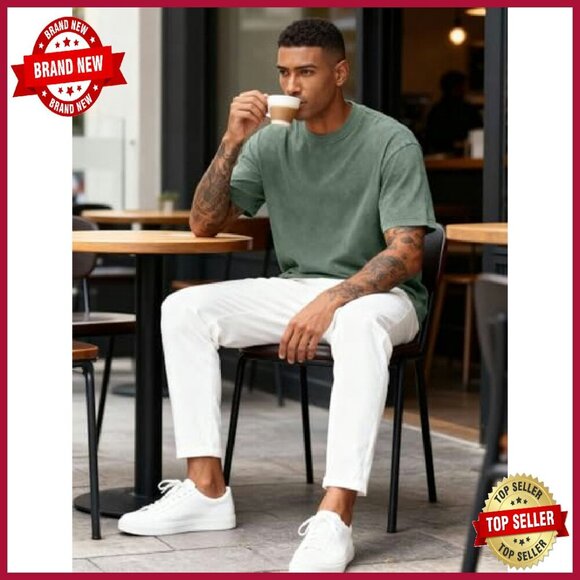 Heavyweight Cotton Oversized T-Shirt Vintage Washed Loose Fit Unisex - Picture 6 of 8